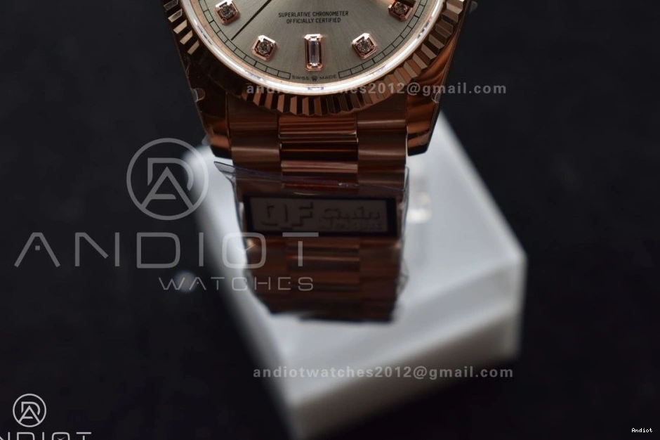 RG with Square 904L Diamond on 36 Bracelet Best Steel (Gain Silver Weight) DayDate Edition Dial President V5 QF vr3255 0310